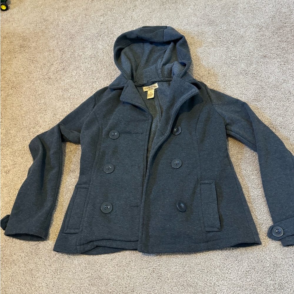 Paris Blues Charcoal Pea Coat Girls Junior M/Adult Small